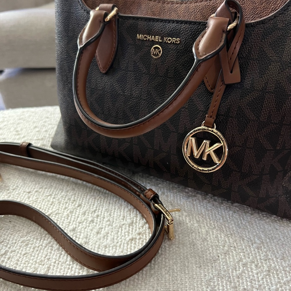Michael Kors Dark Brown and Tan Satchel